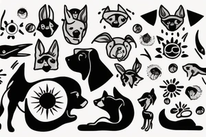 sun with rays that resembles a dog tattoo idea