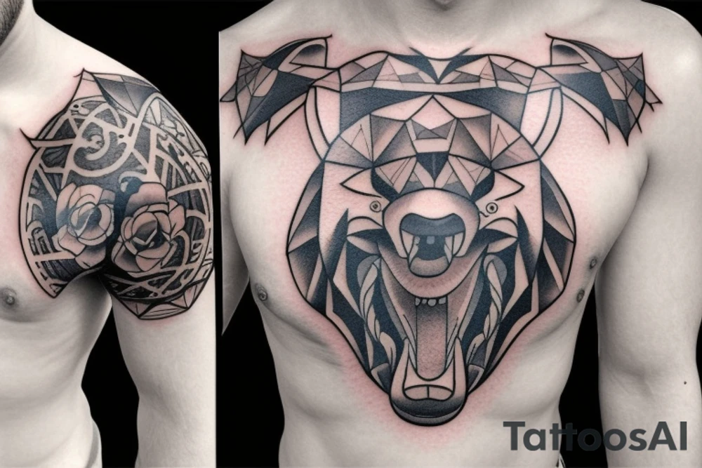 bears fighting chest tattoo tattoo idea