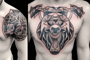 bears fighting chest tattoo tattoo idea