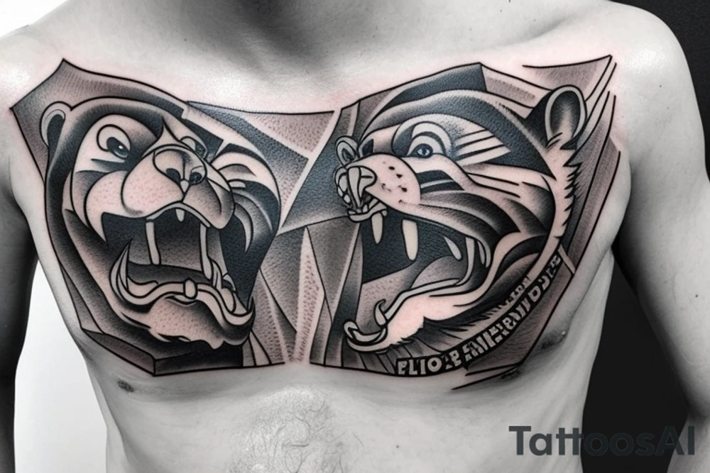 bears fighting chest tattoo tattoo idea