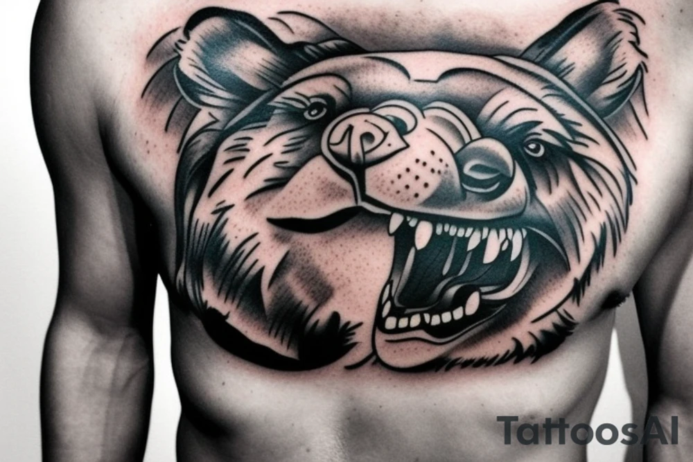 bears fighting chest tattoo tattoo idea