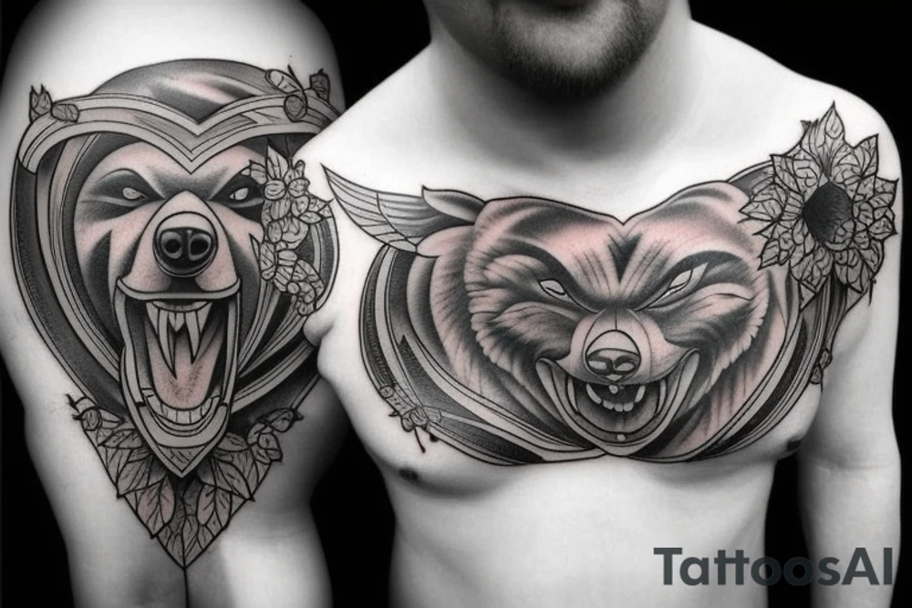 bears fighting chest tattoo tattoo idea
