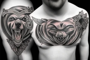 bears fighting chest tattoo tattoo idea