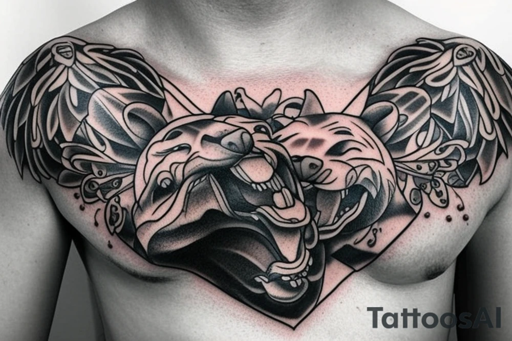 bears fighting chest tattoo tattoo idea