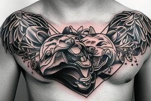 bears fighting chest tattoo tattoo idea
