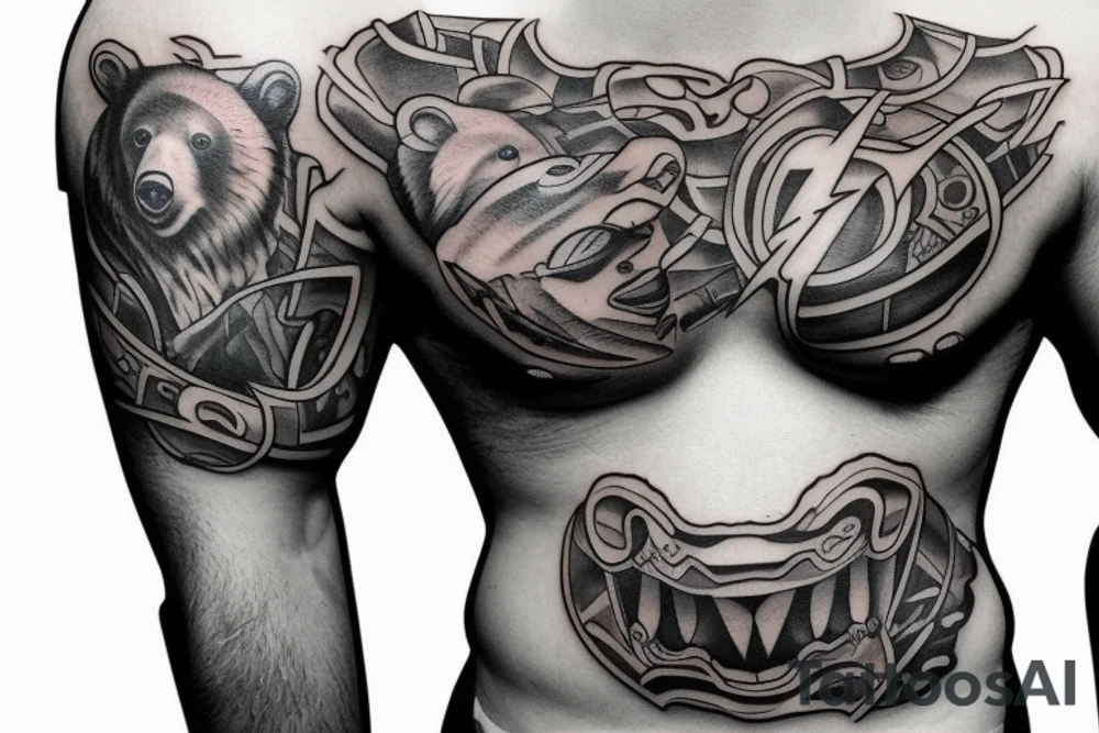 bears fighting chest tattoo tattoo idea