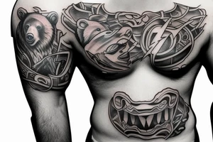 bears fighting chest tattoo tattoo idea