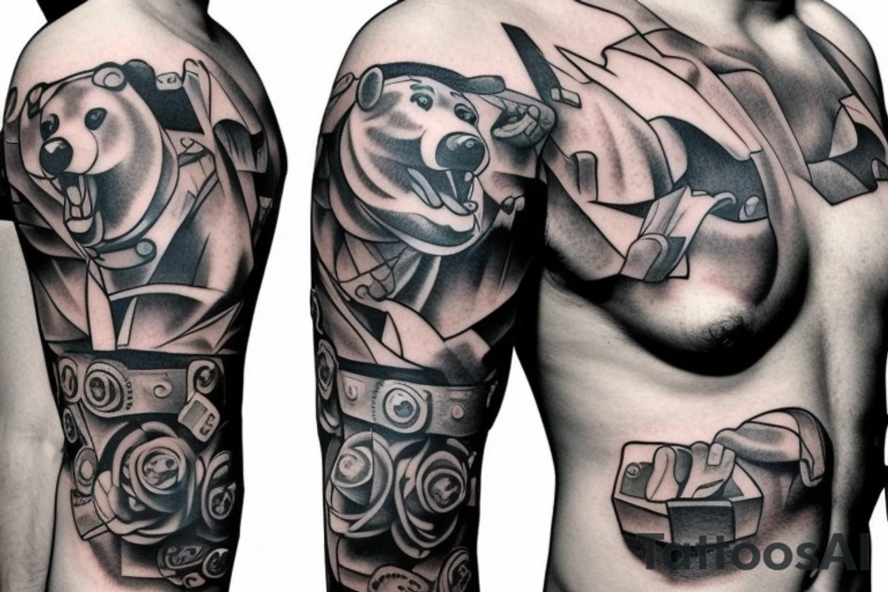 bears fighting chest tattoo tattoo idea
