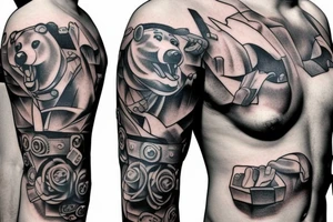 bears fighting chest tattoo tattoo idea