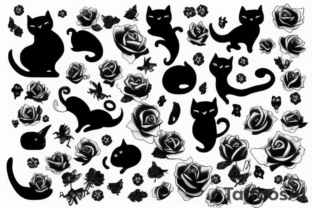 black cat jumping tattoo idea