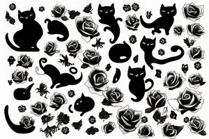 black cat jumping tattoo idea