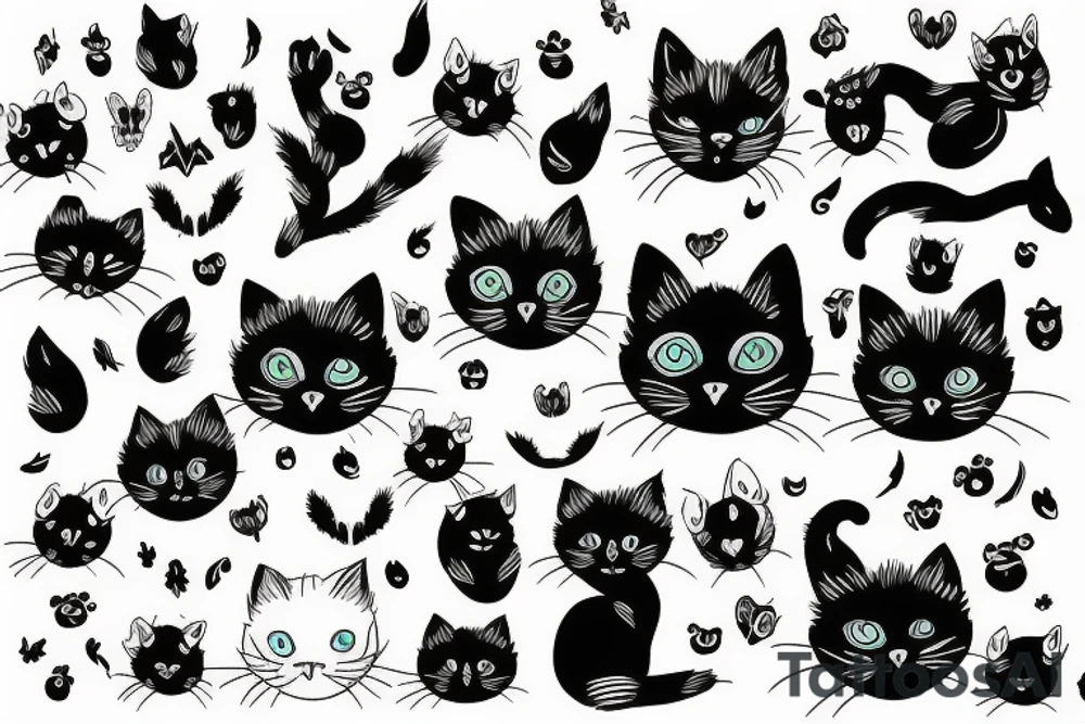 black cat jumping tattoo idea