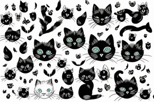 black cat jumping tattoo idea