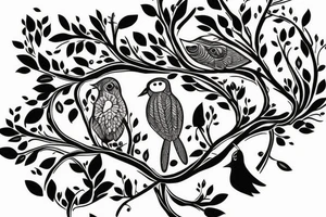 brid sitting in tree tattoo idea