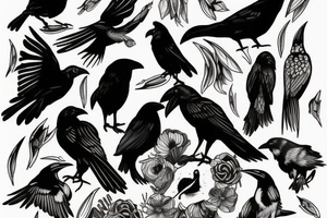 ink, clean lines, pencil, raven tattoo idea