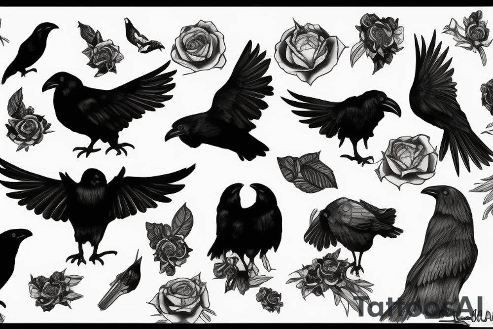 ink, clean lines, pencil, raven tattoo idea