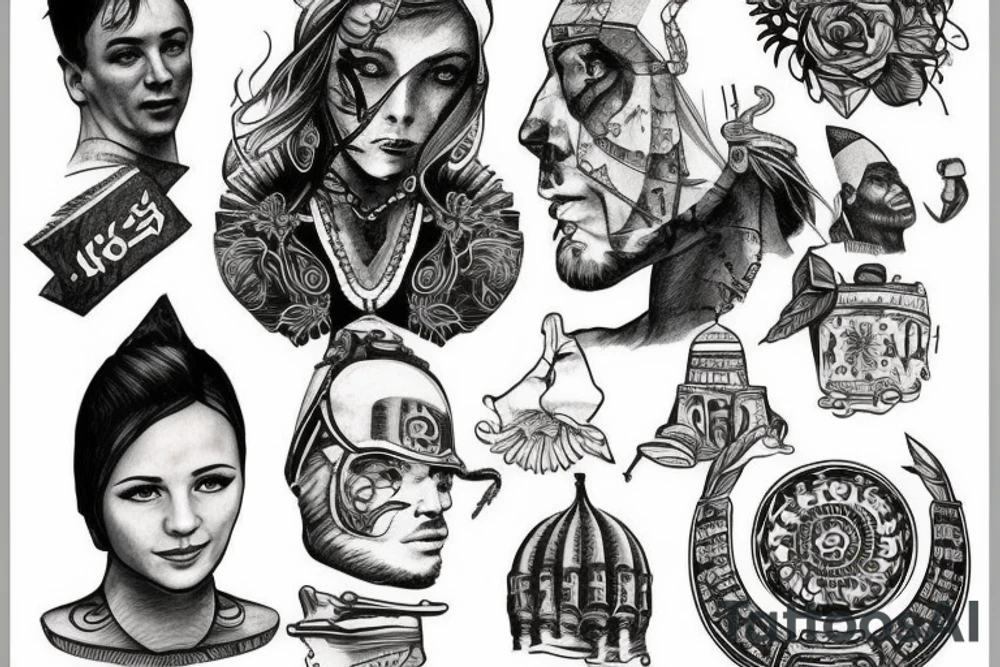 the history of Ukraine in one sketch tattoo idea