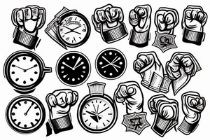 Two fists bumping and clock tattoo idea