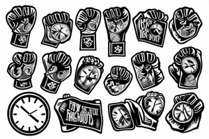 Two fists bumping and clock tattoo idea