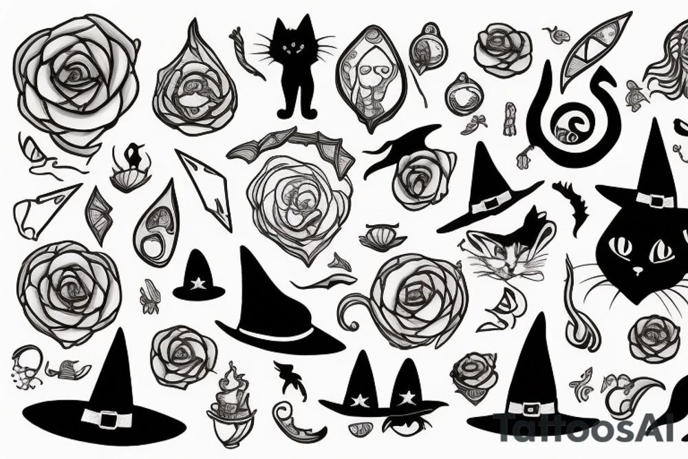 Witchy cat tattoo idea