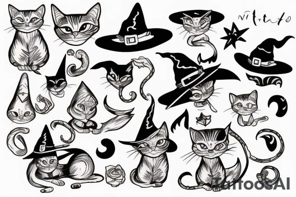 Witchy cat tattoo idea