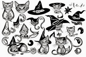 Witchy cat tattoo idea