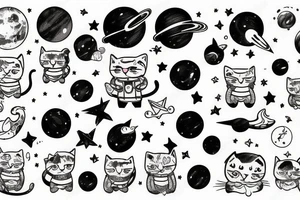 Cat in outer space tattoo idea