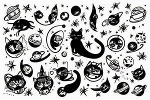Cat in outer space tattoo idea