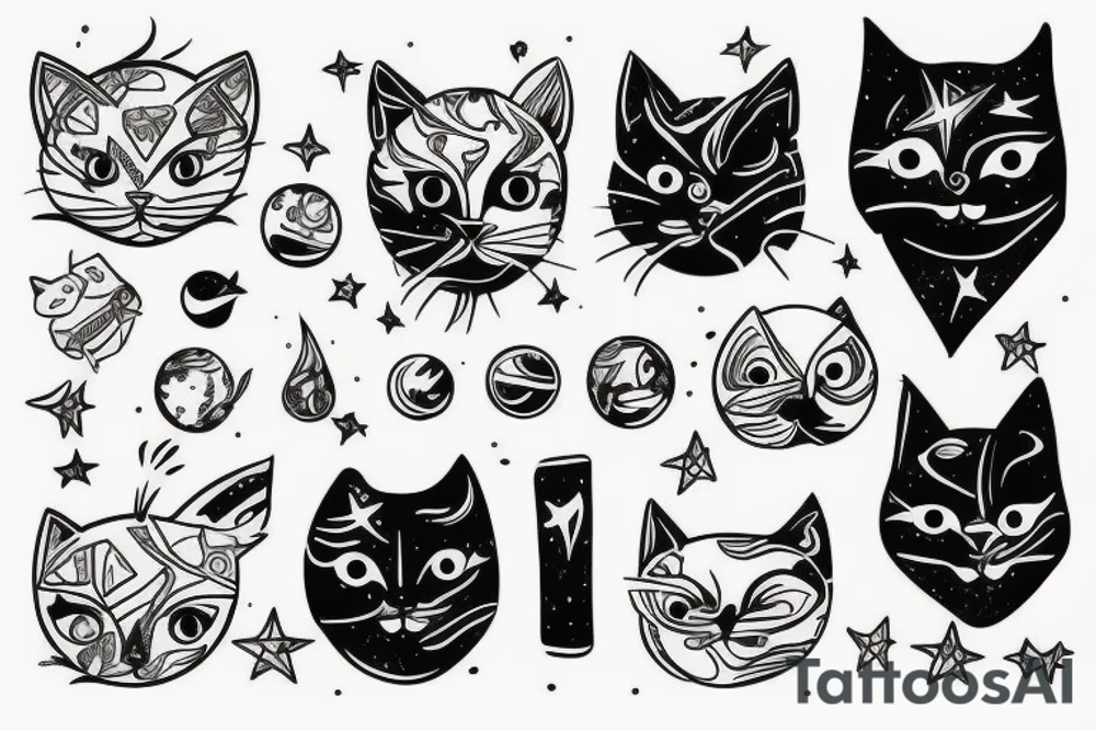Space cat tattoo idea