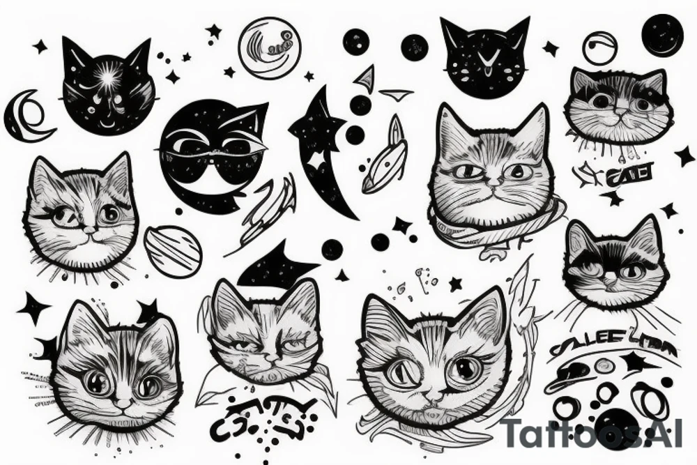 Space cat tattoo idea