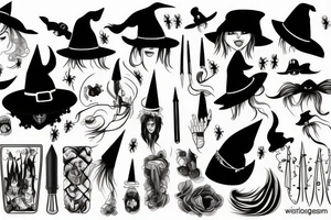 Pretty witch with long nails tattoo idea