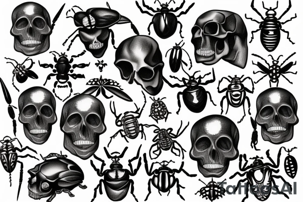 Beetles with skull tattoo idea