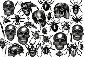 Beetles with skull tattoo idea