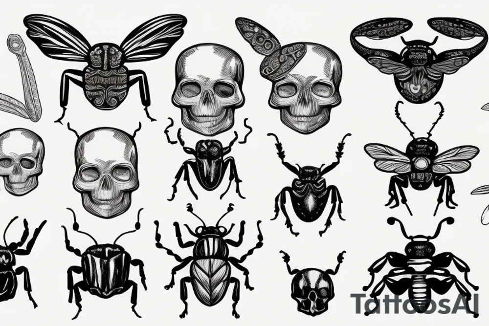 Beetles with skull tattoo idea