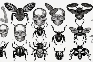Beetles with skull tattoo idea