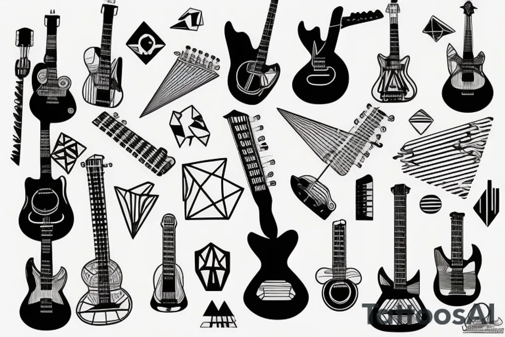 geometric guitar tattoo idea