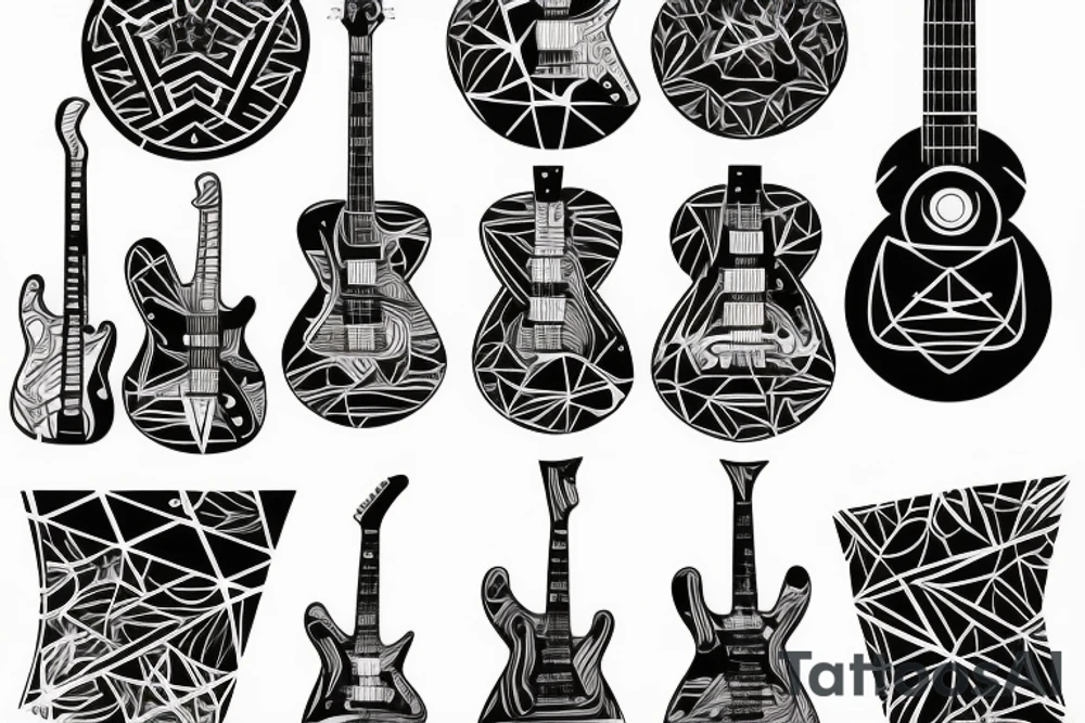 geometric guitar tattoo idea