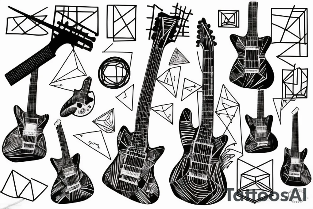 geometric guitar tattoo idea