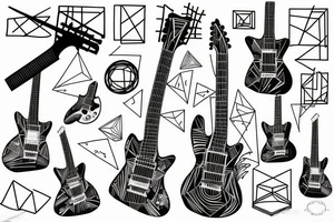 geometric guitar tattoo idea