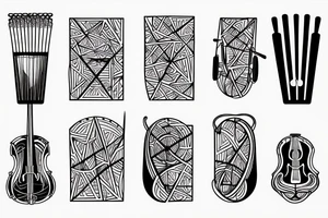 musical instruments in geometric tattoo idea