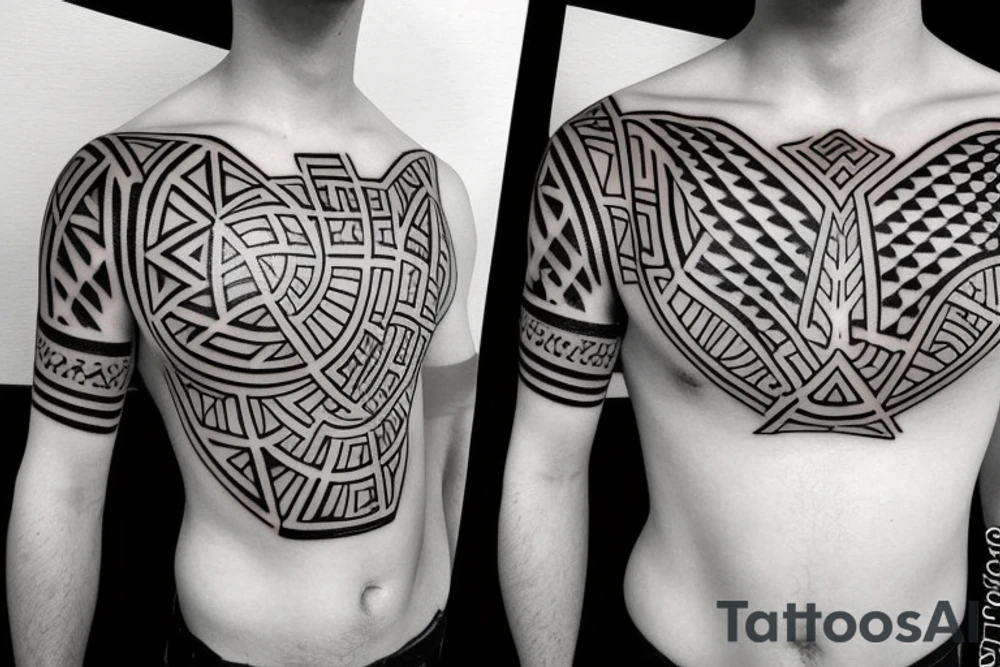 figures on a chest tattoo idea