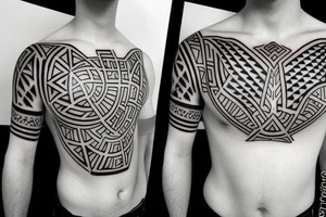 figures on a chest tattoo idea