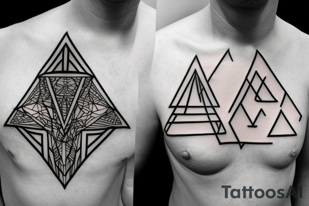 triangle with guitar on a chest tattoo idea