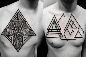 triangle with guitar on a chest tattoo idea