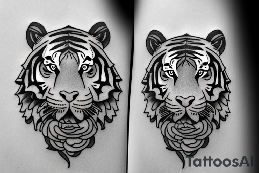 Woman with gun. Tiger. Libra. Freedom. tattoo idea