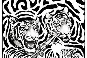 Woman with gun. Tiger. Libra. Freedom. tattoo idea