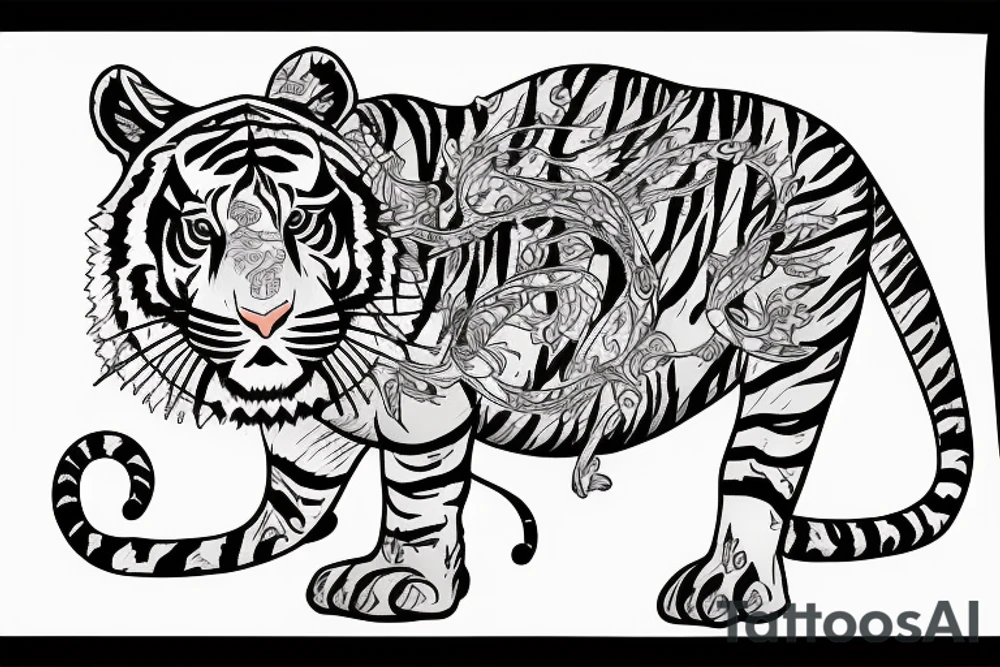 Woman with gun. Tiger. Libra. Freedom. tattoo idea