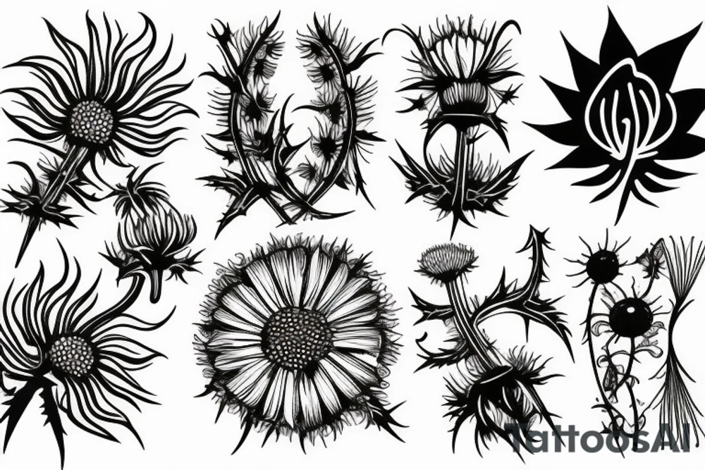 3-4" tall thistle tattoo idea
