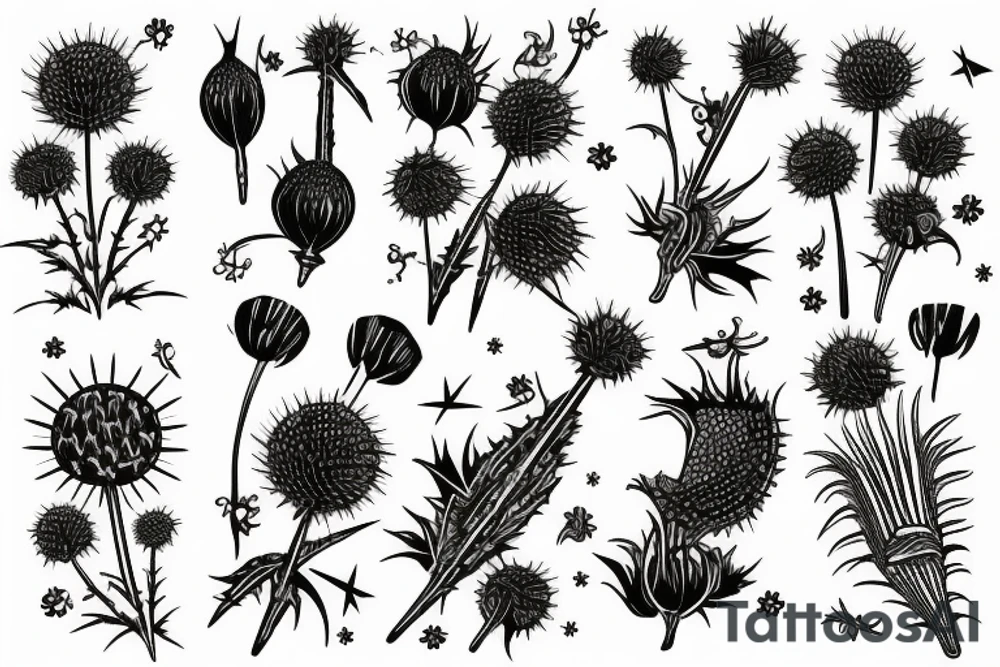 3-4" tall thistle tattoo idea