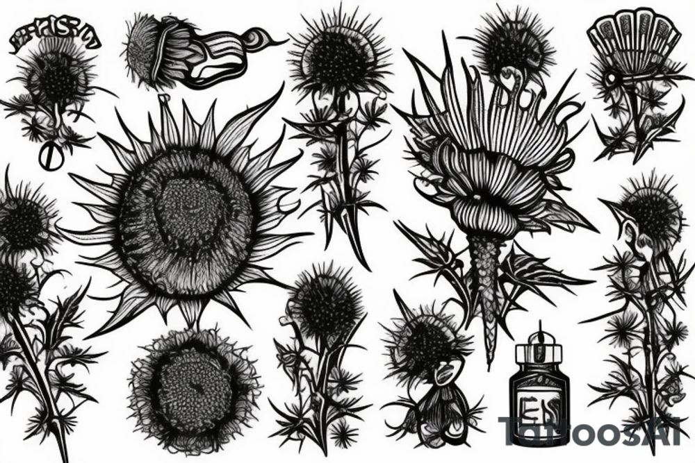 3-4" tall thistle tattoo idea
